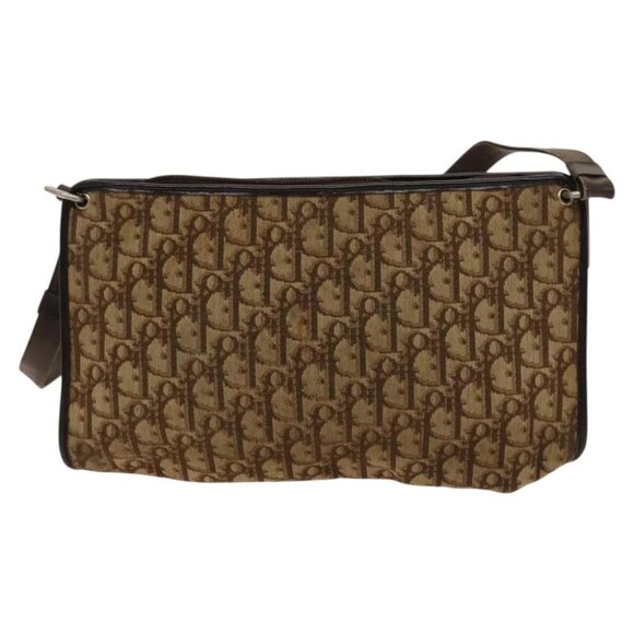 Christian Dior Trotter Canvas Shoulder Bag Brown Gold Auth 124990 - Picture 5 of 14